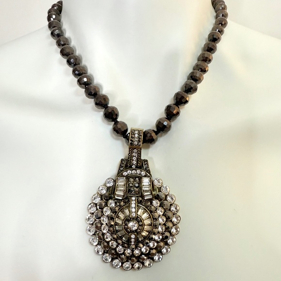 Heidi Daus USA Art Deco Crystal Medallion Necklace with Original Box - Picture 1 of 13